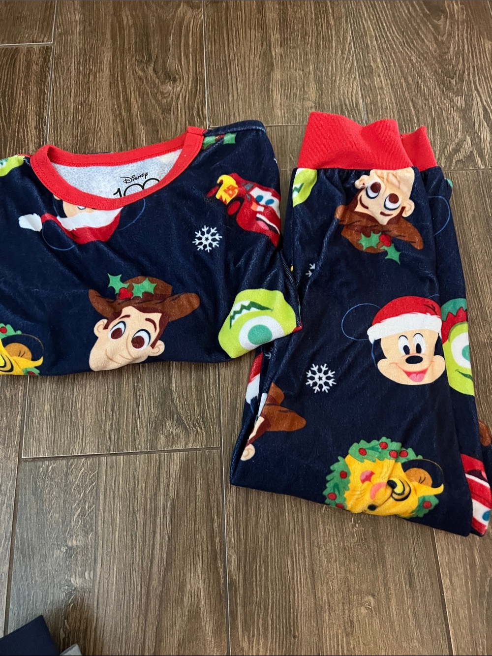 Disney Navy & Red Holiday Kids Pajama Set - Mickey, Woody & Friends